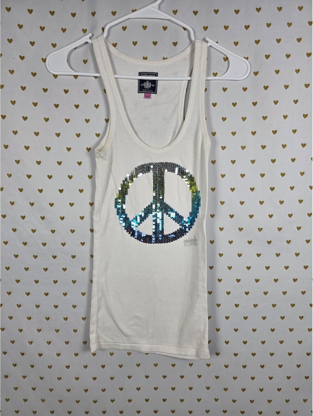 Victorias Secret PINK Vintage Bling Peace Y2k Ribbed Tank Top Small